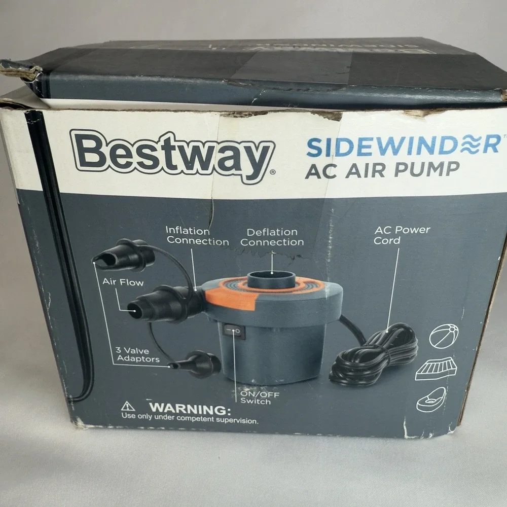 AC Air Pump 110-120V Plug In Bestway Sidewinder Inflation and Deflation Camping